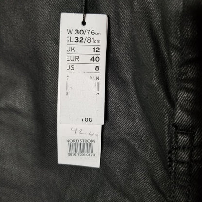 NWT Topshop Straight Straight Legs Wax Jeans Black 30 W X 32 L