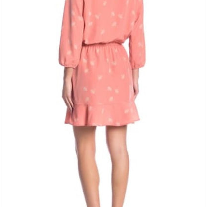 Joie NEW 3/4 Sleeve Printed Pink Dress Size Small Casual Summer Elastic Waist