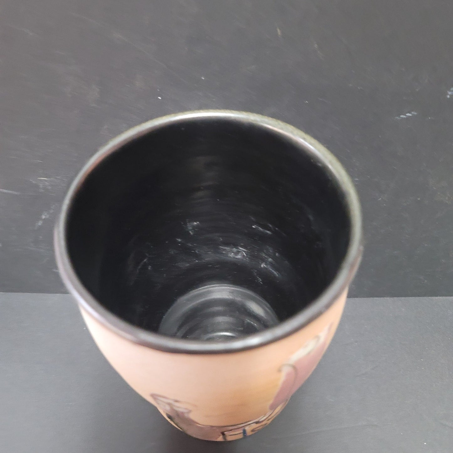 Handmade Studio Pottery Vase 8" textured Abstact Painting Muted Tones Glazed
