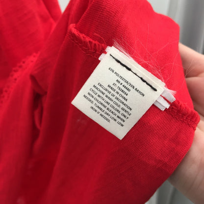 Fourteenth Place Womens Cold Shoulder Embroidery Blouse Red Plus Size 2X NWT