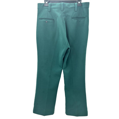 Vintage Polyester Slacks Trousers Forrest Green Dress Pant Straight Leg W33"