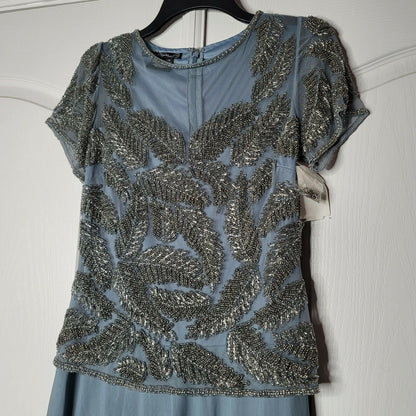 Pisarro Nights Mother of the Bride Dress Details Short Sleeve Back Zip Size 6