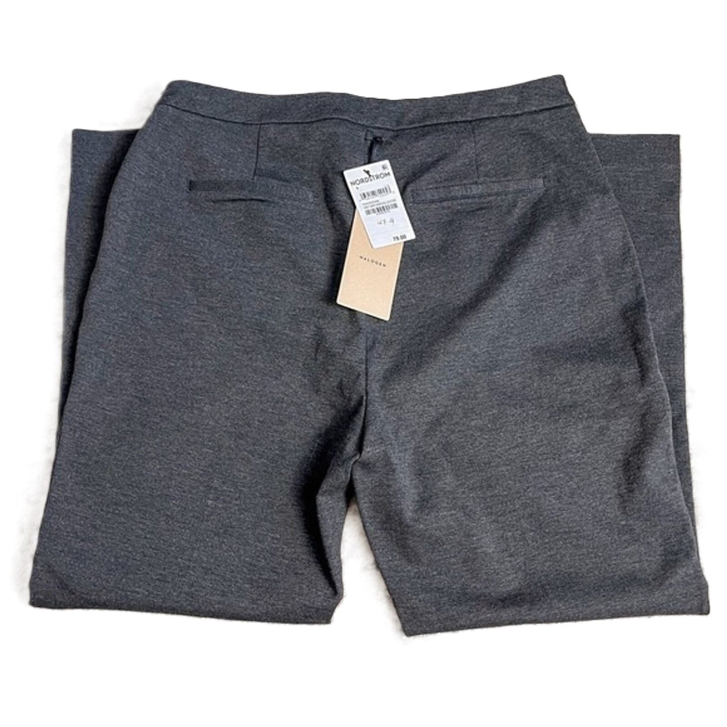 Halogen Stretch Flat Front Side Zip Crop Pants Sz Large in Charcoal Heather NWT