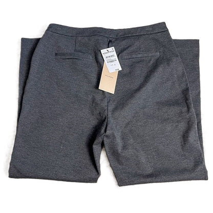 Halogen Stretch Flat Front Side Zip Crop Pants Sz Large in Charcoal Heather NWT
