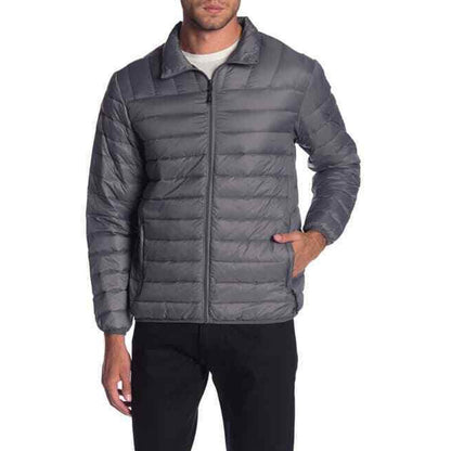 Hawke & Co. Quilted Packable Nylon Jacket Stand-Up Collar Gray Size XXL