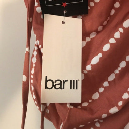 Bar III NEW Halter Dotted Stripe Plunging One Piece Size XLarge