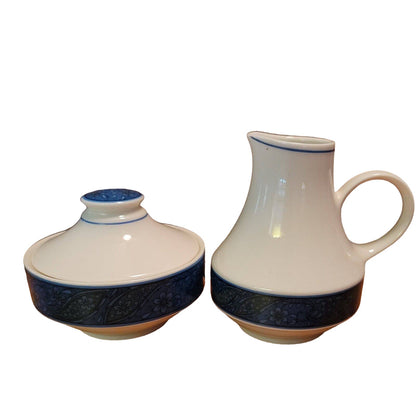 Noritake Expressions Larkspur Creamer and Lidded Sugar Bowl Set VINTAGE MCM