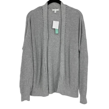 Abound Open Front Cardigan Sweater Ribbed Small Light Gray NWT Pointelle Accent