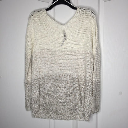 Rdi Open Stitch Pullover Sweater Long Sleeve V-Neck Natural Combo X-Large NEW