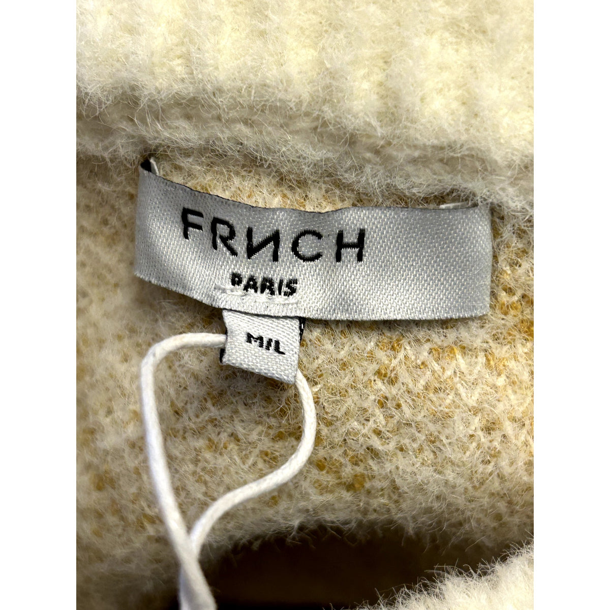 FRNCH Paris NWT Cozy Vertical Zig Zag White Yellow Sweater Size Medium/Large