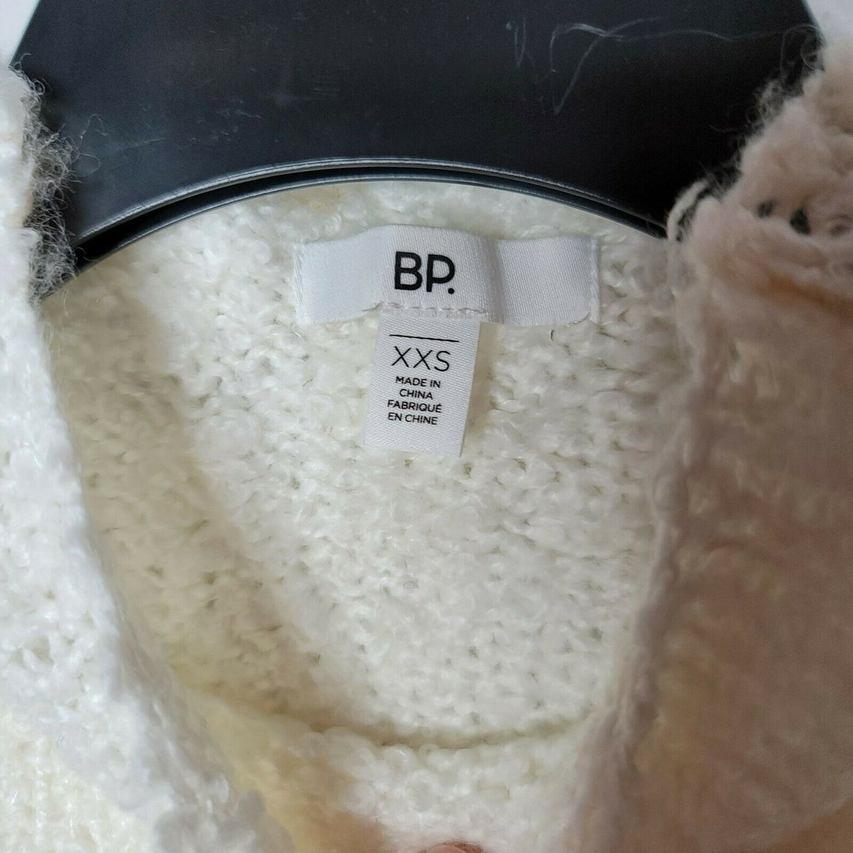 BP Funnel Neck Bouclé Sweater Pullover Mock Neck Long Sleeve Ivory Size XXS