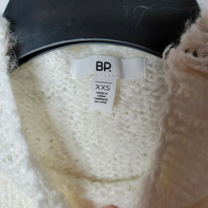 BP Funnel Neck Bouclé Sweater Pullover Mock Neck Long Sleeve Ivory Size XXS