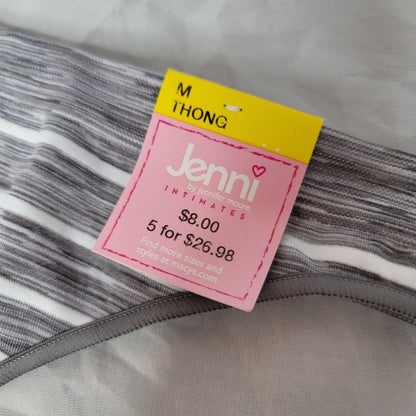 Jenni by Jennifer Moore Seamless Sissy Thong Grey Stripe Size Medium