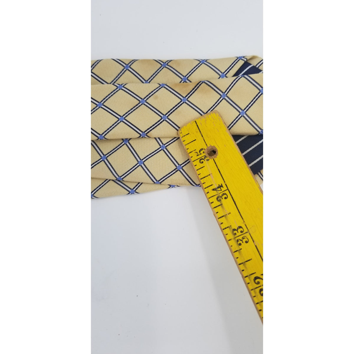 Izod Mens Vintage Yellow Squares Blue Accents Neck Tie 58" GEOMETRIC