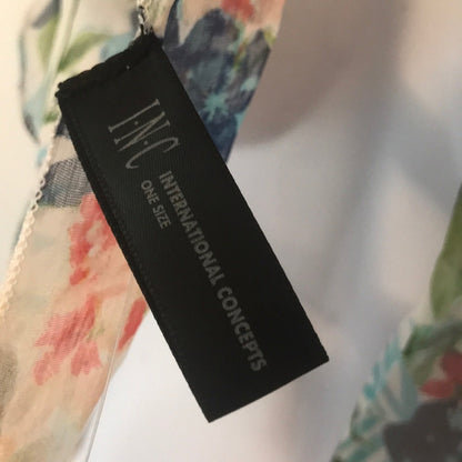INC International Concept Botanical Crescent Scarf Tassles Wrap Florals Colorful