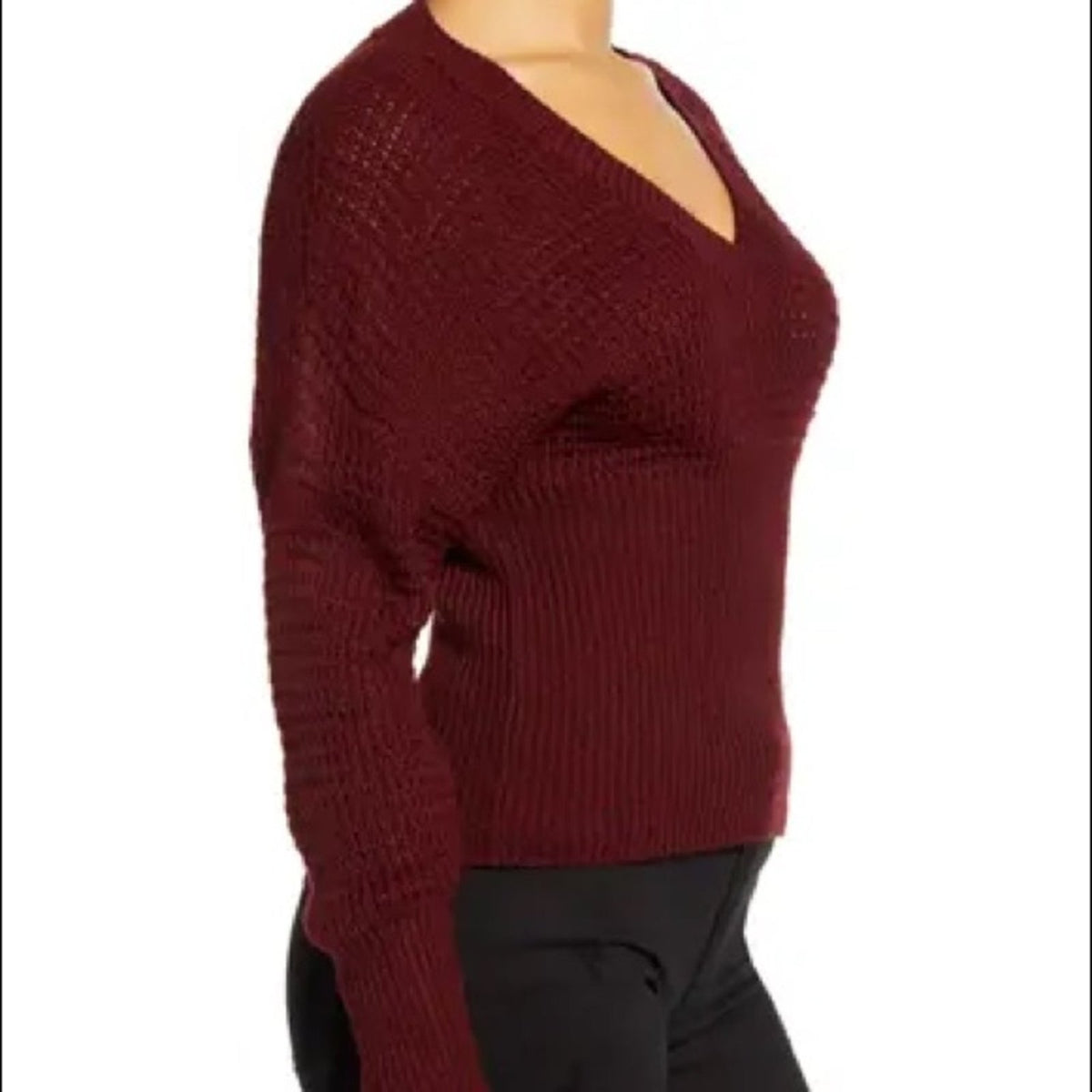 Leith NWT Red Dolman Sleeve V-Neck Sweater XSmall long sleeve winter XS