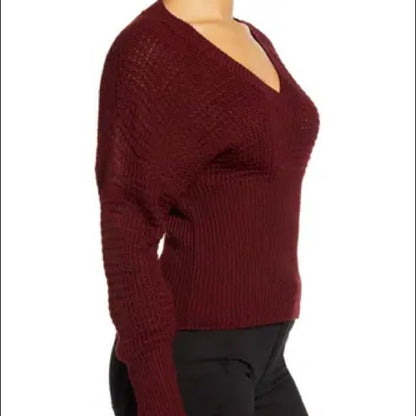 Leith NWT Red Dolman Sleeve V-Neck Sweater XSmall long sleeve winter XS