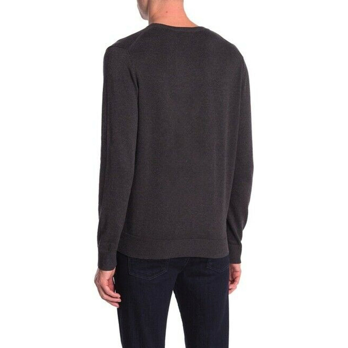 Joe Fresh Pullover Sweater V-Neck Long Sleeve Rib Knit Heathered Charcoal Medium