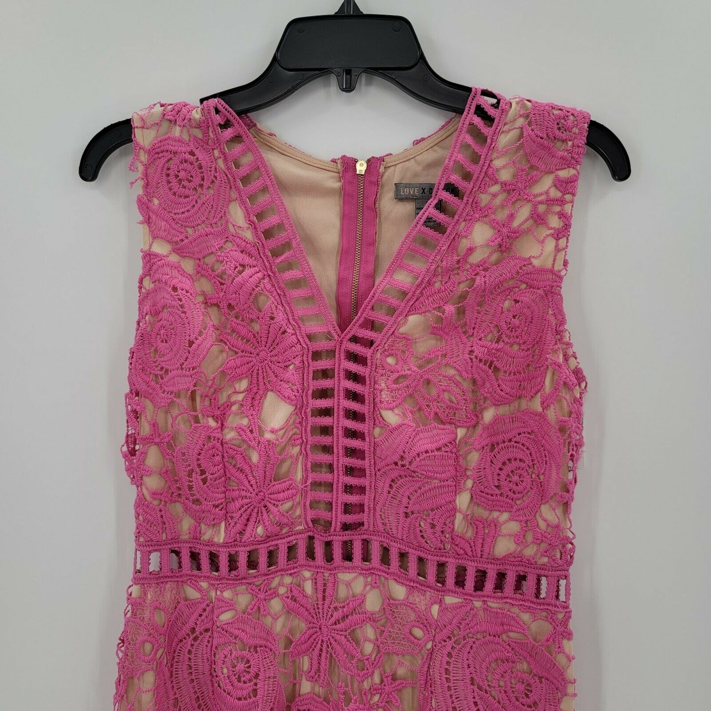 Love by Design Women's Lace & Lattice Midi Dress V-Neck Back Zip Morning Glory M