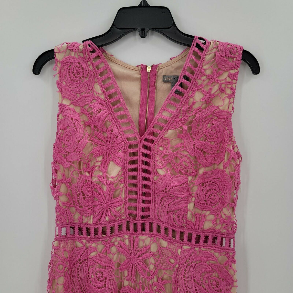 Love by Design Women's Lace & Lattice Midi Dress V-Neck Back Zip Morning Glory M