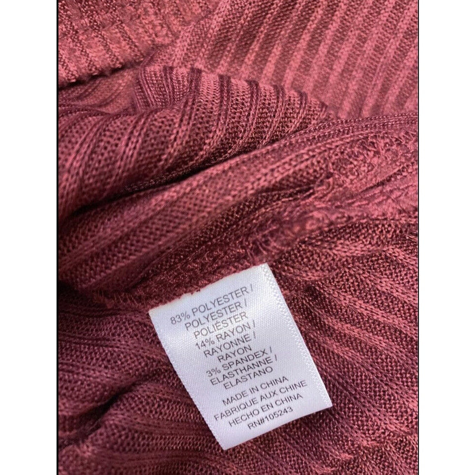 Bobeau 3/4 Sleeve Side Vents Ribbed Tunic Top Sz XS/Extra Small Windsor Wine NWT