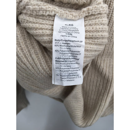Madewell Thornton Balloon Sleeve Pullover Knit Sweater V-Neck Tan NEW X-Large