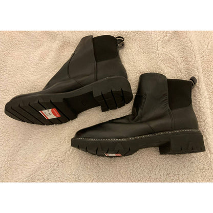 Dr. Scholl's Hanley Lug Sole Pull On Mid Shaft Leather Boots Sz 7M Black NWT