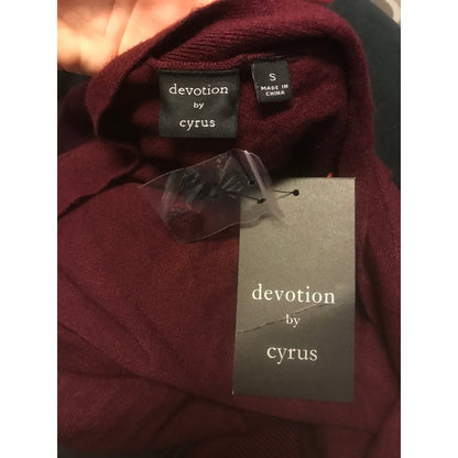 Devotion by Cyrus Open Front Cardigan Sweater Long Sleeve Maroon Small NWT
