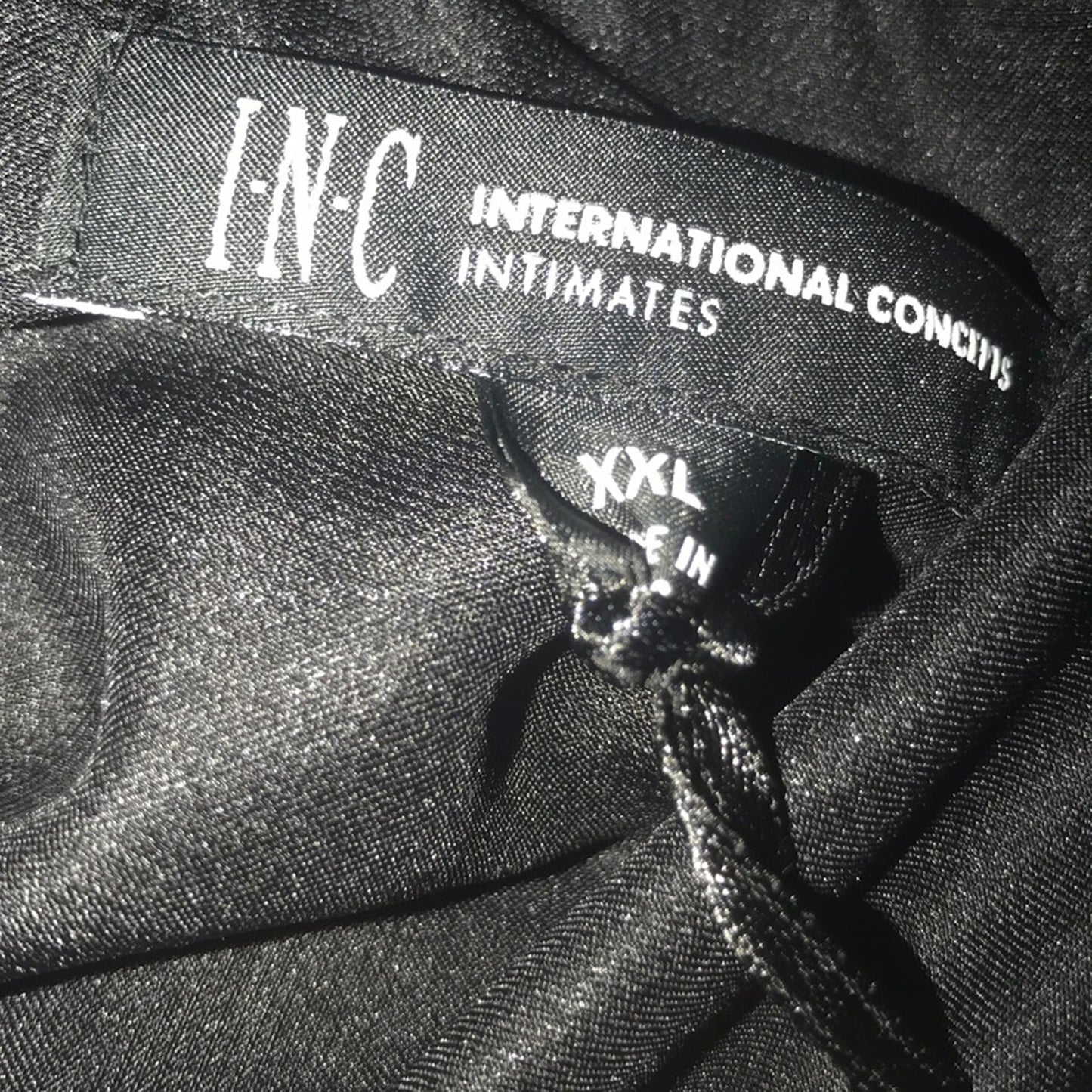 INC Metallic Trim Black Matte Satin Pajama Top Size XXL
