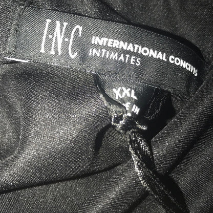 INC Metallic Trim Black Matte Satin Pajama Top Size XXL