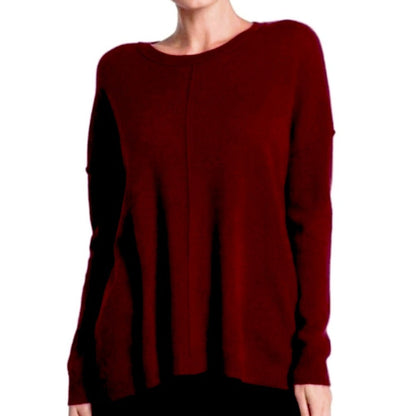 Catherine Malandrino Cashmere CrewNeck Sweater XS Burgundy Long Sleeve NEW