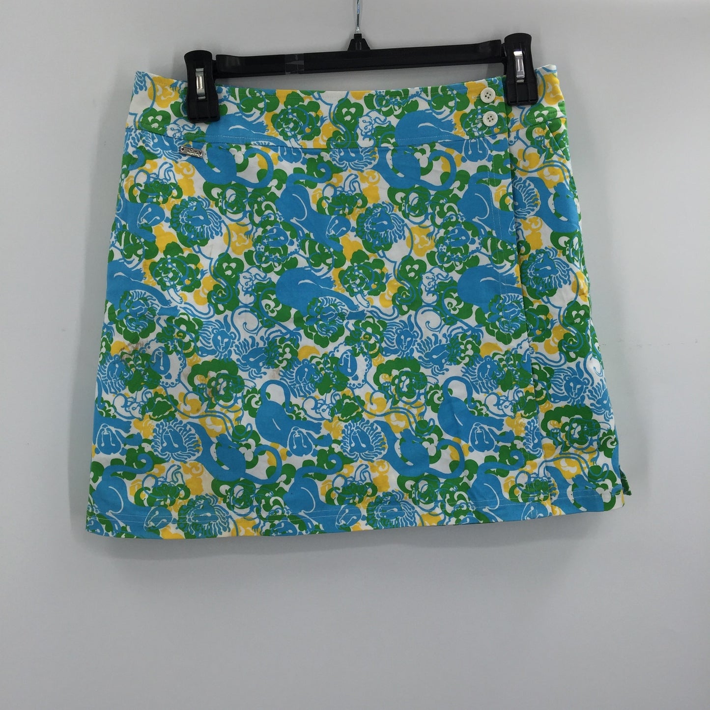 Lilly Pulitzer Skort Size 12 Lion Print Blue green yellow floral Shorts under