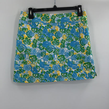 Lilly Pulitzer Skort Size 12 Lion Print Blue green yellow floral Shorts under