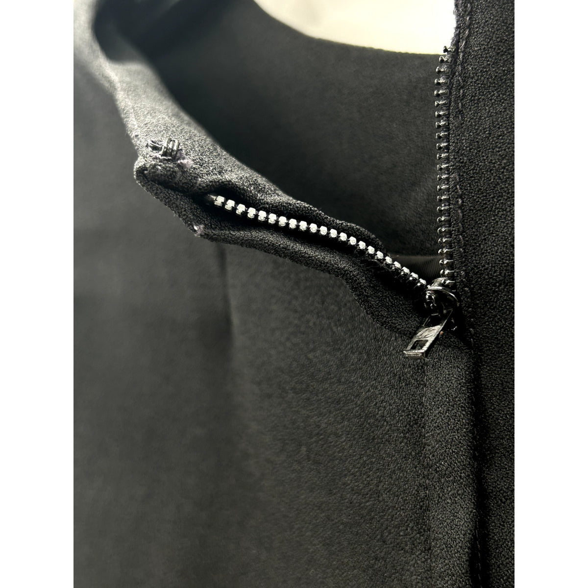 Vintage Black Evening Round Neck Zip Up Dress Lace Long Sleeves Small / Medium
