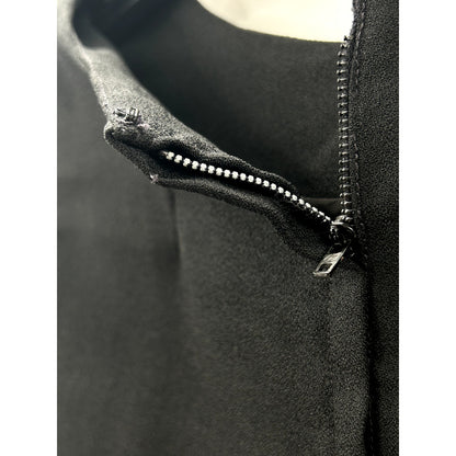 Vintage Black Evening Round Neck Zip Up Dress Lace Long Sleeves Small / Medium