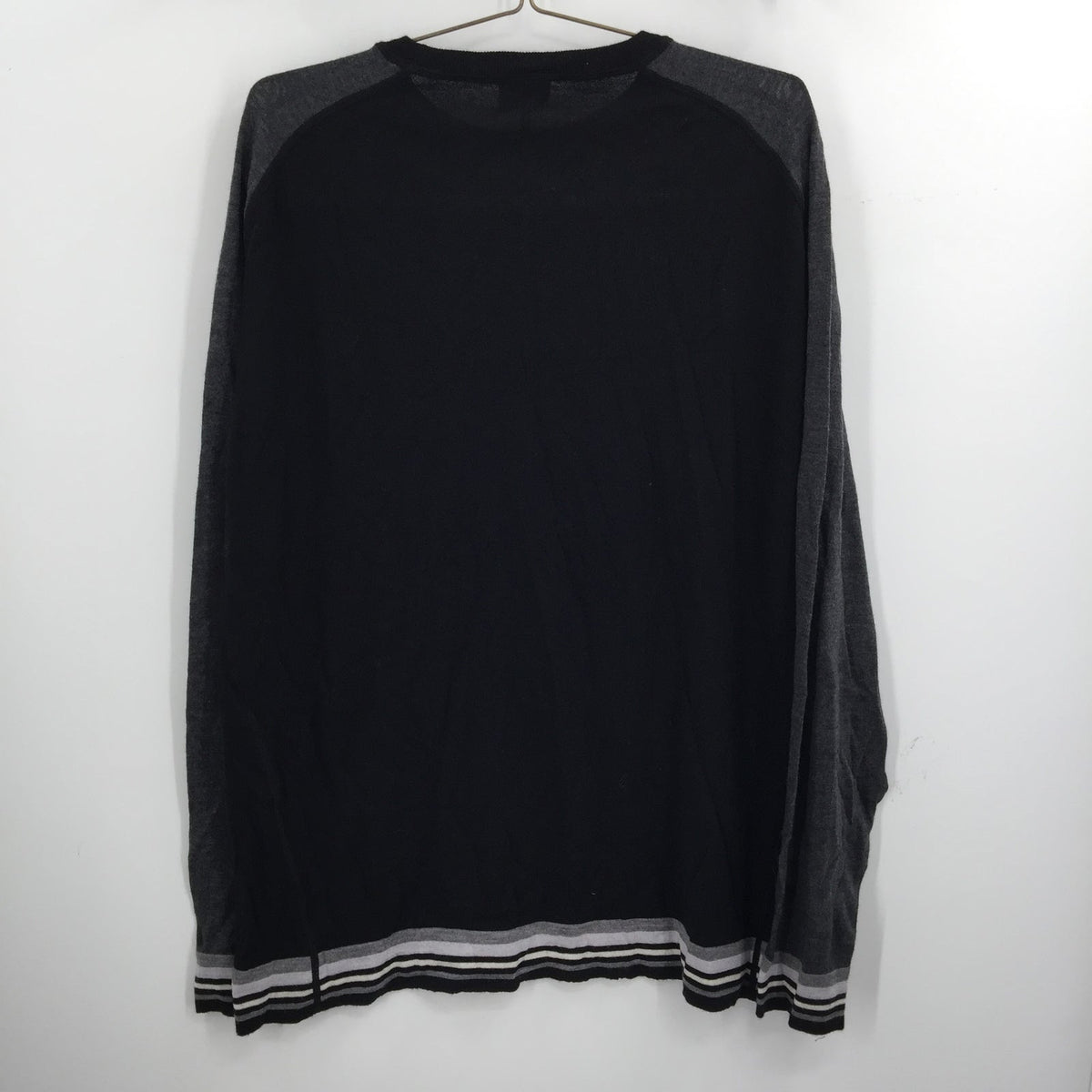 Good Man Brand Colorblock Raglan 100% Merino Wool Sweater Black/Gray SZ XX-Large