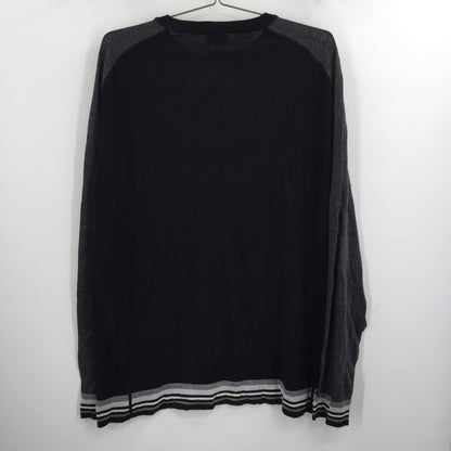 Good Man Brand Colorblock Raglan 100% Merino Wool Sweater Black/Gray SZ XX-Large