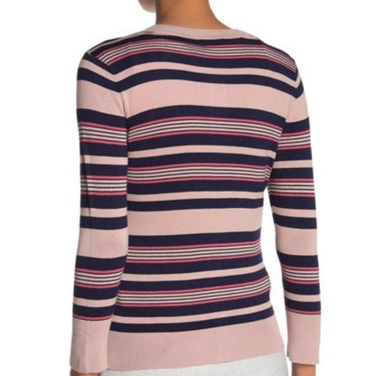NEW Halogen Front Button Cardigan Sweater Crew Neck Long Sleeve Multi Striped 3X