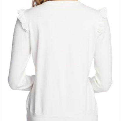 CeCe NEW White Ruffle Floral Embroidered Sweater XL Lightweight Pack extra large