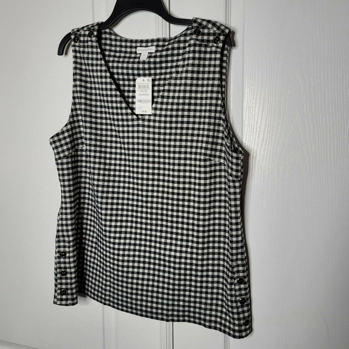 Charter Club Gingham Button-Side Top Sleeveless size XXLarge