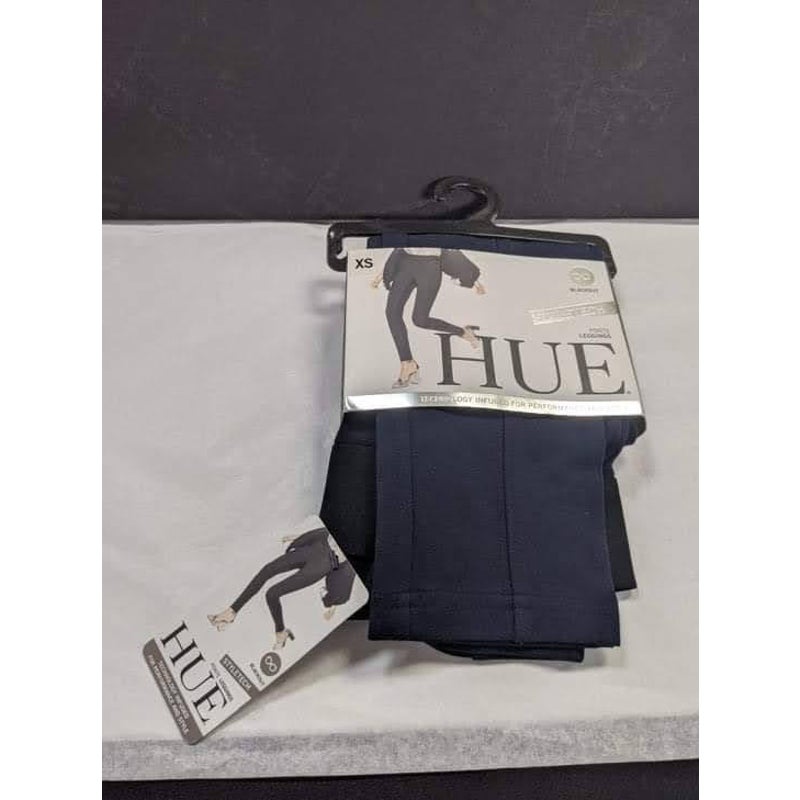 Hue Blackout Opaque Look Tights High Waisted Ponte Leggings Navy Size X-Small