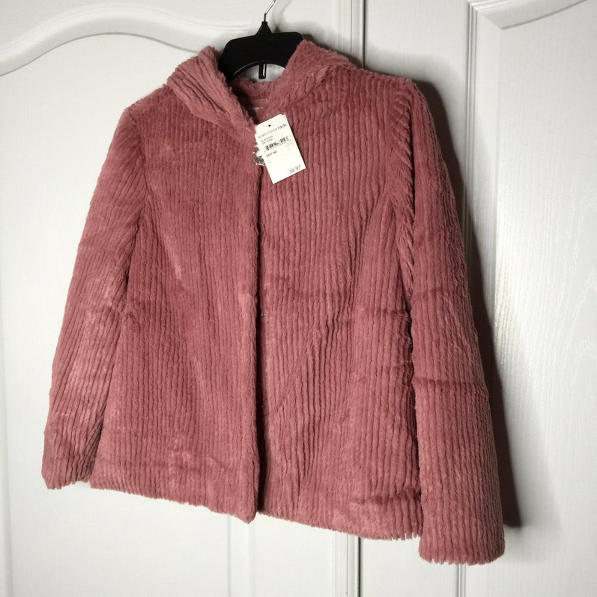 Elodie Faux Fur Jacket Long Sleeves Front Snap Size Large