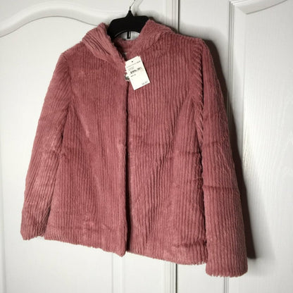 Elodie Faux Fur Jacket Long Sleeves Front Snap Size Large