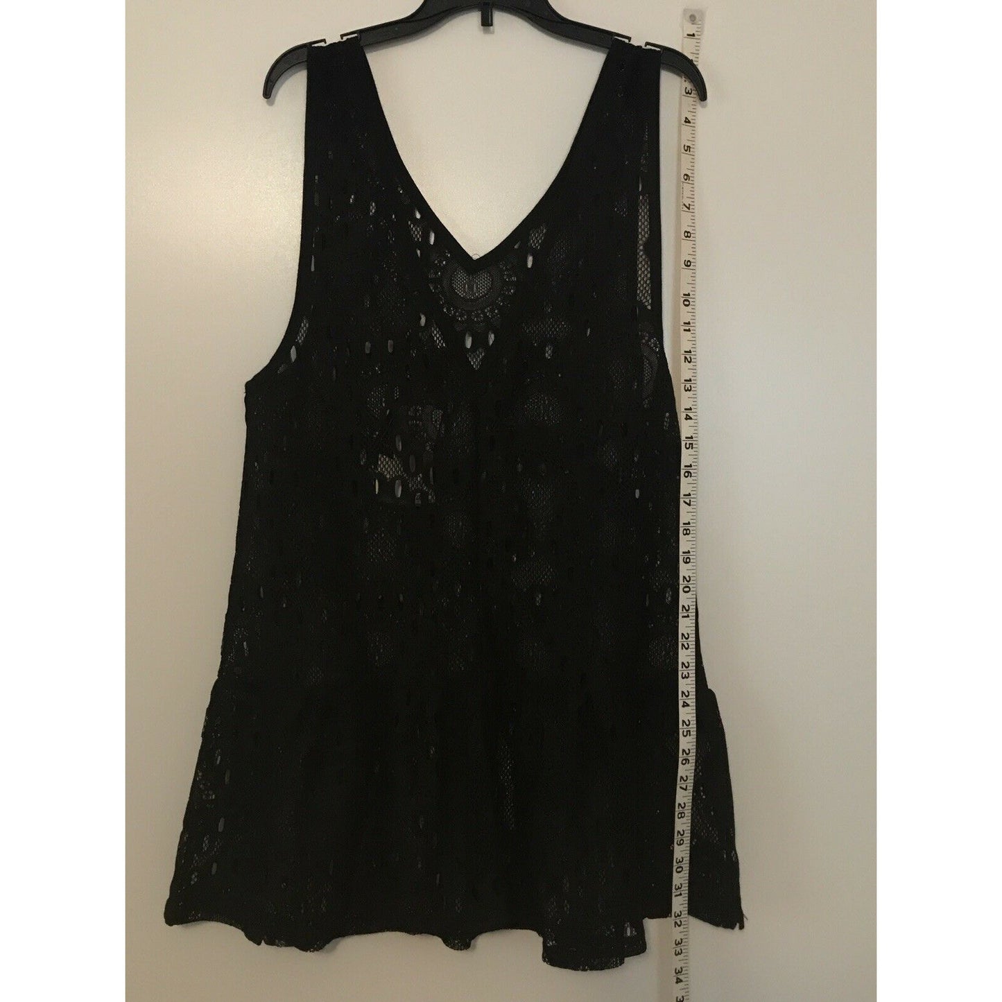 Miken NEW Lace Drop-Waist Dress Swimsuit Cover-Up Black Size Medium