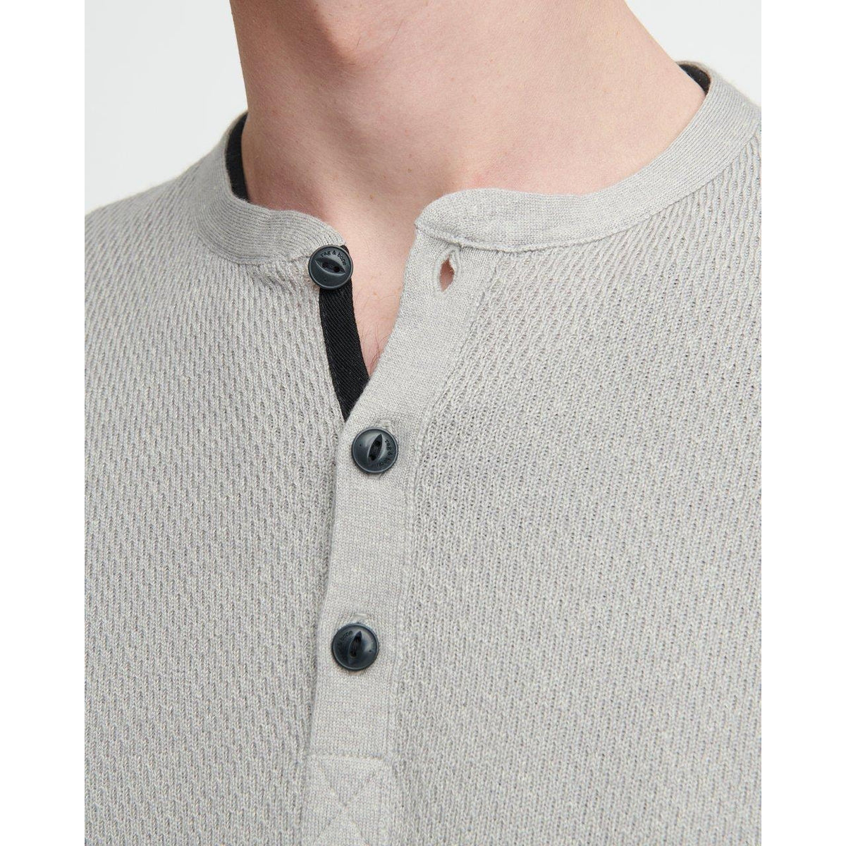 Rag & Bone Gray Davis Henley Size XL 3 button long sleeve thermal shirt  New