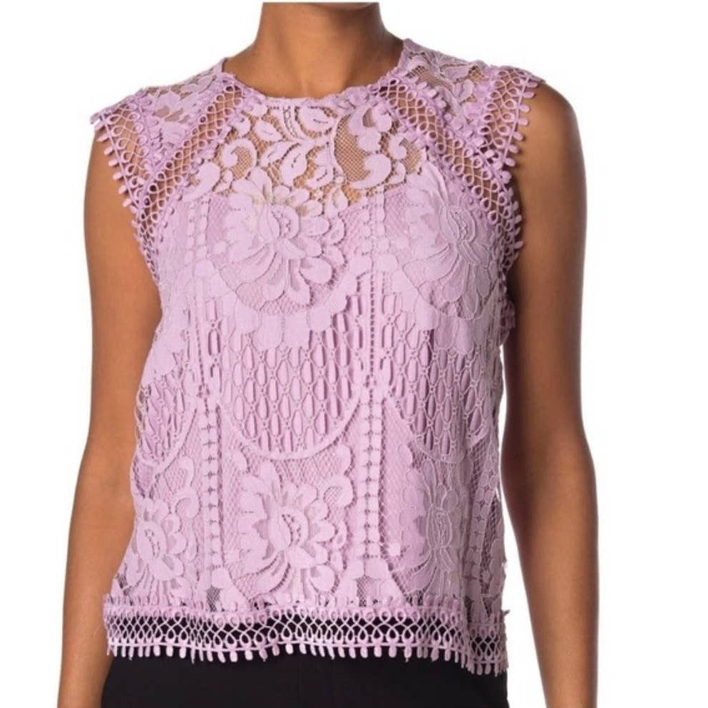 Laundry Shelli Segal Orchid Bouquet XL Purple Floral sleeveless Shirt Top Blouse