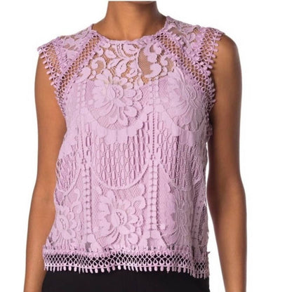 Laundry Shelli Segal Orchid Bouquet XL Purple Floral sleeveless Shirt Top Blouse