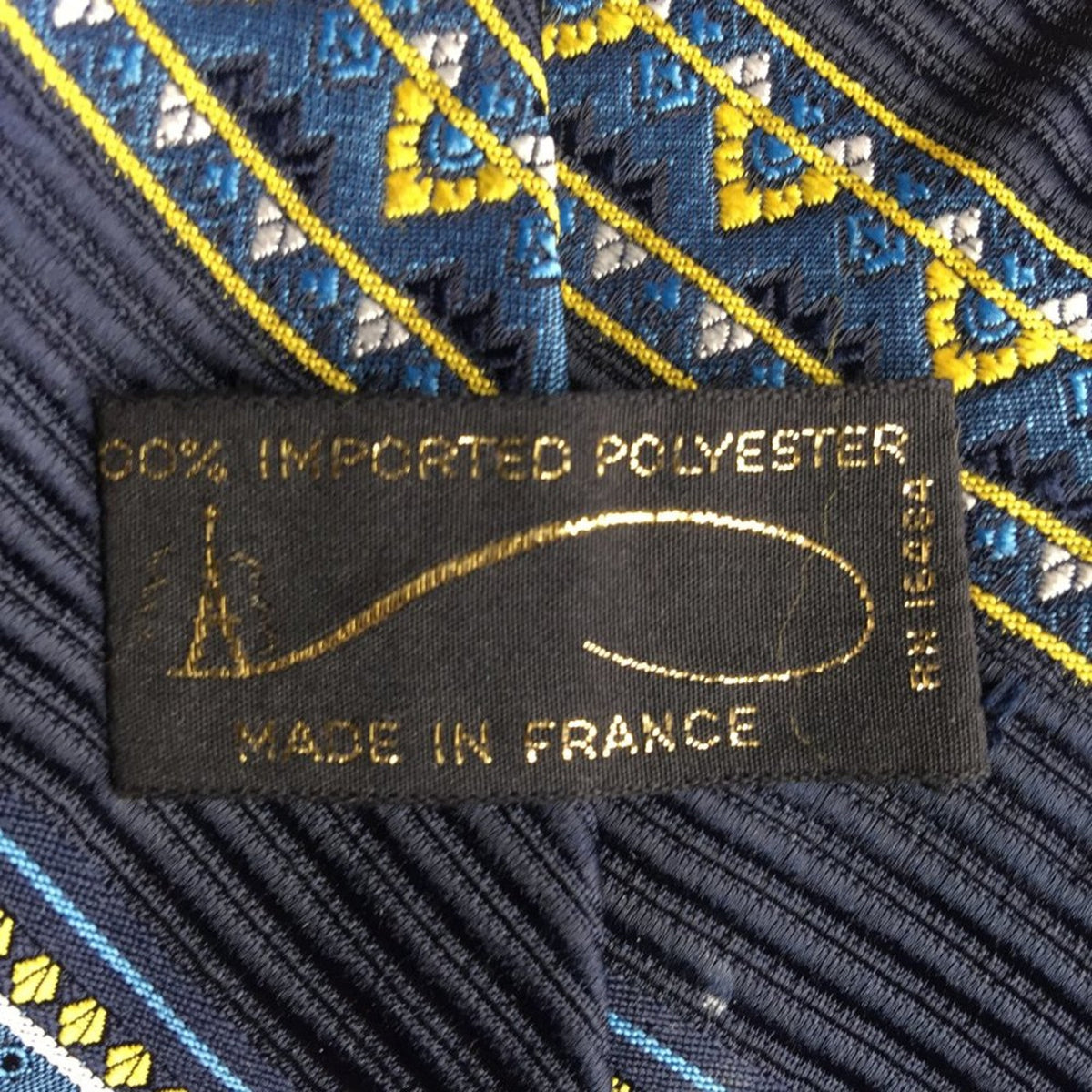 Remington Vintage Wide Tie Necktie Striped France Blue gold Mens Striped
