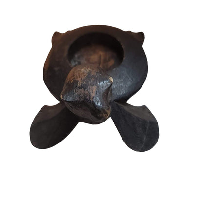 Hand carved wood sea turtle  candle holder votive