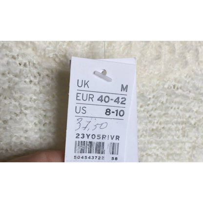 Topshop Longline Boucle Sweater crew neck Long Sleeves Ivory 8-10 NEW oversized